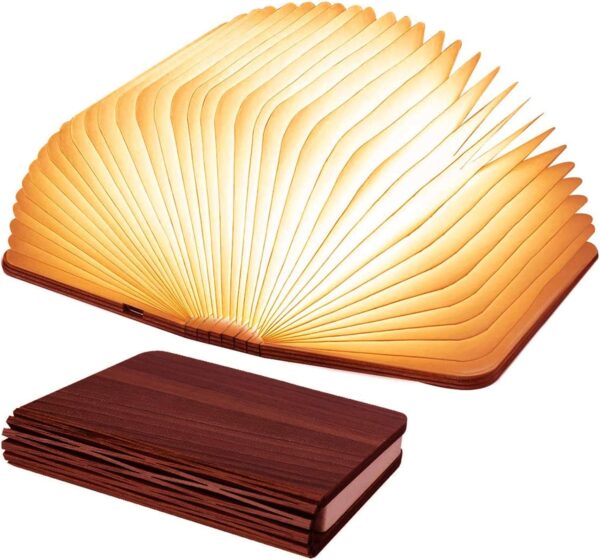 Vergissm Wooden Book Light, 3 Colors Folding Book Lamp White Light/Yellow Light/Warm Yellow Light Colors LED Book Light for Home Decor Birthday Gift