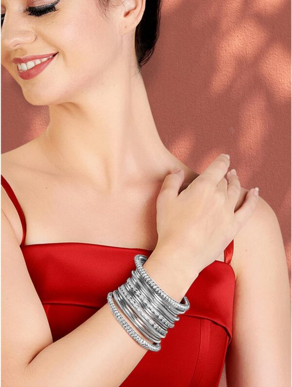 Aheli Tribal Traditional Antique Silver Oxidised Bangles Fashion Vintage Jewelry Gift for Women Size 2.6" - Image 2