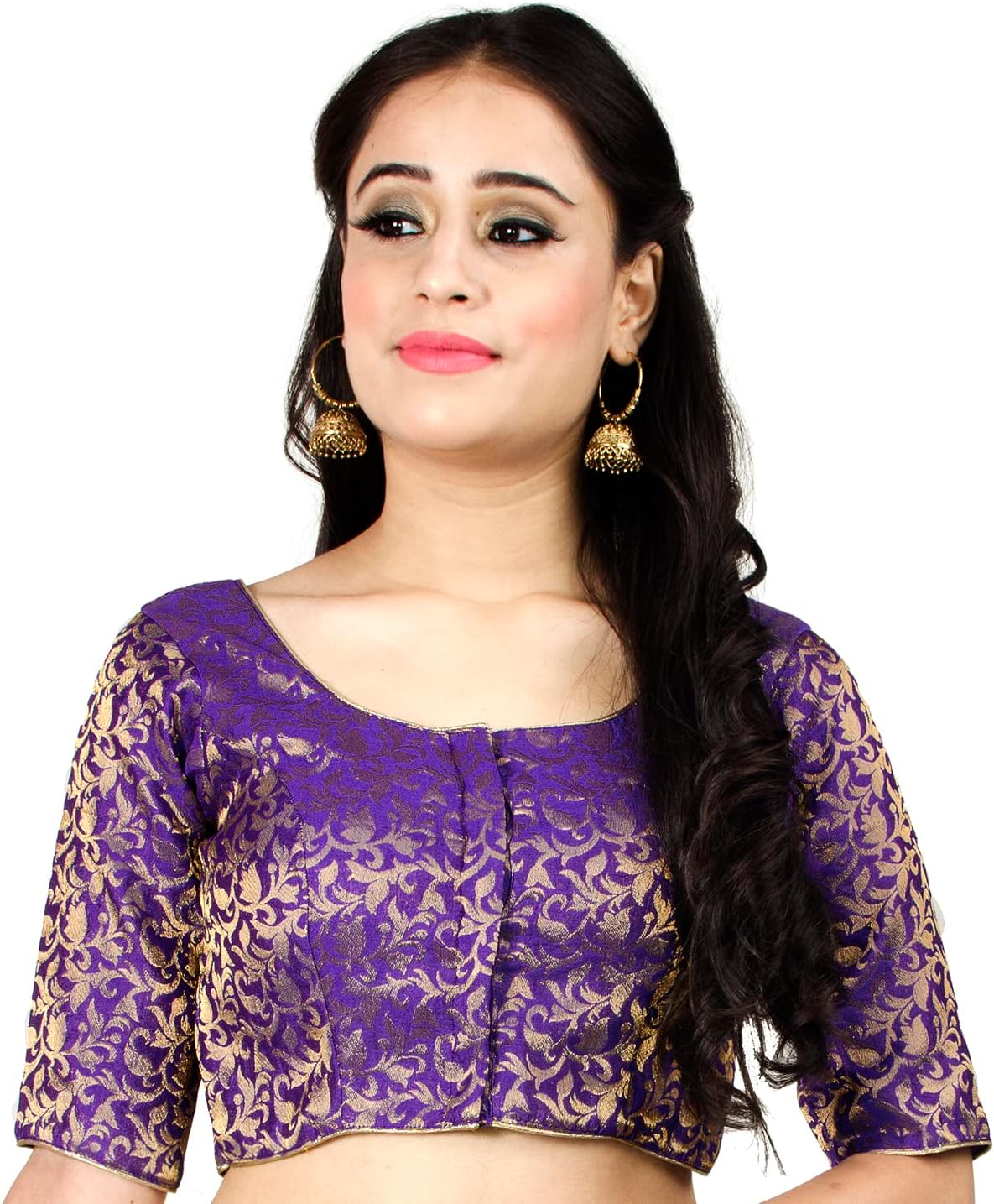 Chandrakala Banarasi Blouses for Women Sarees,Readymade (B181-P)