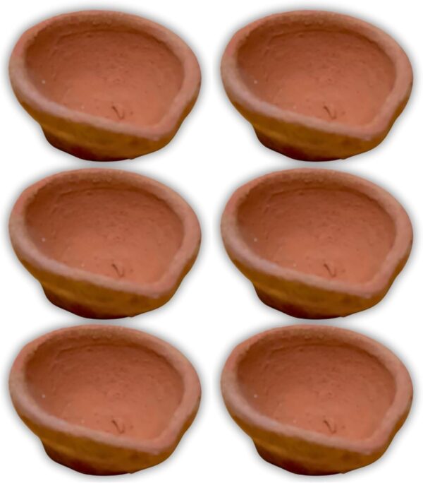 Traditional Handmade Plain Earthen Clay (Mitti) Diya for Diwali, Navratri, Diwali Decor, Home Decoration, Eco-Friendly | 12Pcs Brown - Image 2