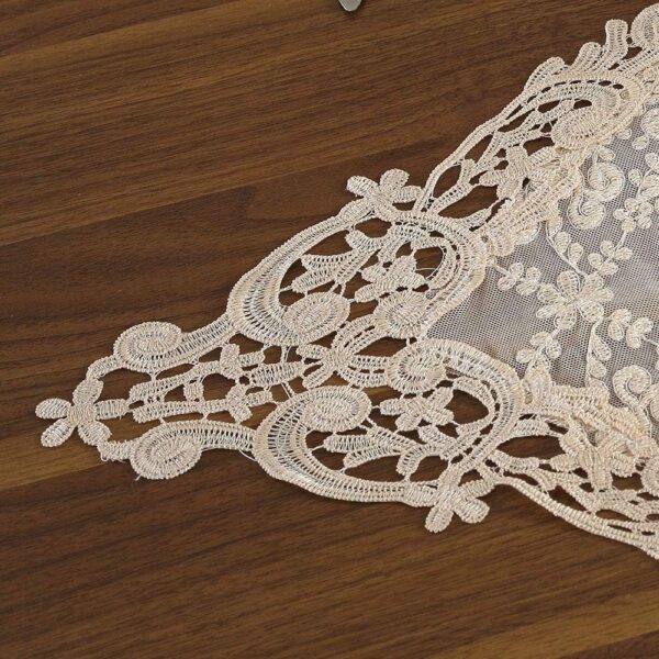 ARTABLE Rectangle Table Runner Lace Macrame Embroidered Table Runners with Exquisite Vintage Shabby Chic for Holiday Wedding Long Dinner Tables (Light Gold, 12 x 36 Inch) - Image 4