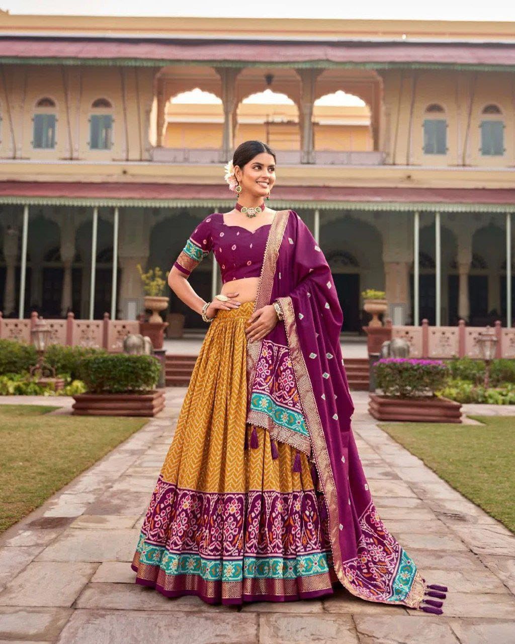Diwali Speacial indian ready to wear Chaniya choli for women flared lehenga with stitched blouse M-2 - Image 3