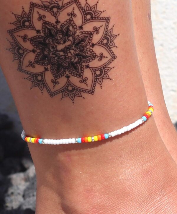 Boho Anklet, Native American Jewelry, Unique Thin Beaded Ankle Bracelet for Women or Girls, Colorful Bohemian Hippie Beach Waterproof Foot Jewelry, Handmade by Tribes - Image 4