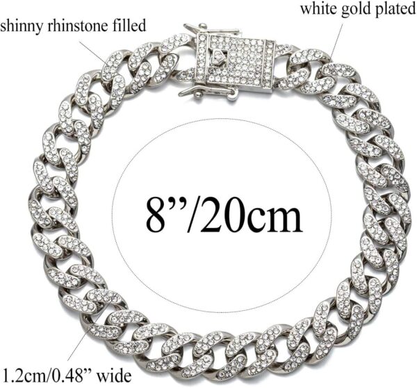 kelistom Cuban Link Anklet Bracelet for Women Men Hip-hop 18K Gold/White Gold Plated Iced Out Rhinestones Filled Chain Ankle Bracelets, 9" 10" 11" - Image 2