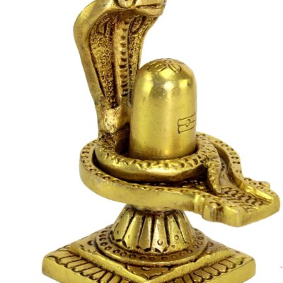 eSplanade Brass Shiv Ling Shiva Lingam with Sheshnaag Statue Idol Murti for Home Temple and Pooja - 4" Inches