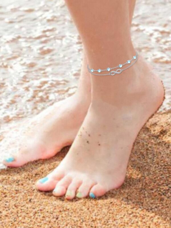Dorunmo Christmas Gifts Anklet Bracelets For Women 925 Sterling Silver Birthstone/Infinity/Butterfly/Evil Eye/Turtle/Pineapple/Starfish/Heart Anklets Bracelets Jewelry Gifts for Women - Image 4