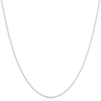 Amazon Essentials Sterling Silver Thin 0.8mm Box Chain Necklace | Available in Yellow Gold or Silver | 16", 18", 20", 24", or 30" (previously Amazon Collection)
