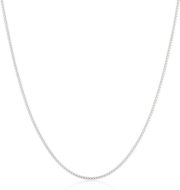 Amazon Essentials Sterling Silver Thin 0.8mm Box Chain Necklace | Available in Yellow Gold or Silver | 16", 18", 20", 24", or 30" (previously Amazon Collection)