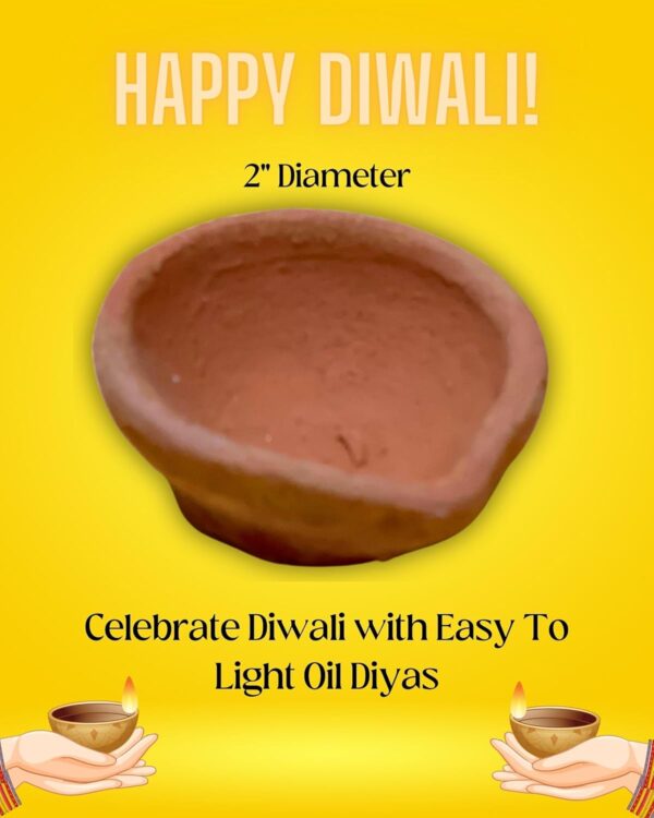 Traditional Handmade Plain Earthen Clay (Mitti) Diya for Diwali, Navratri, Diwali Decor, Home Decoration, Eco-Friendly | 12Pcs Brown - Image 4