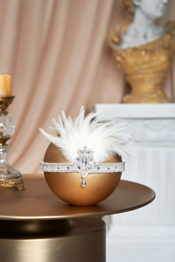 BABEYOND 1920s Flapper Headpiece 20s Carnival Feather Headband Crystal Beaded Great Gatsby Hairband 1920s Flapper Gatsby Hair Accessories (white) - Image 2