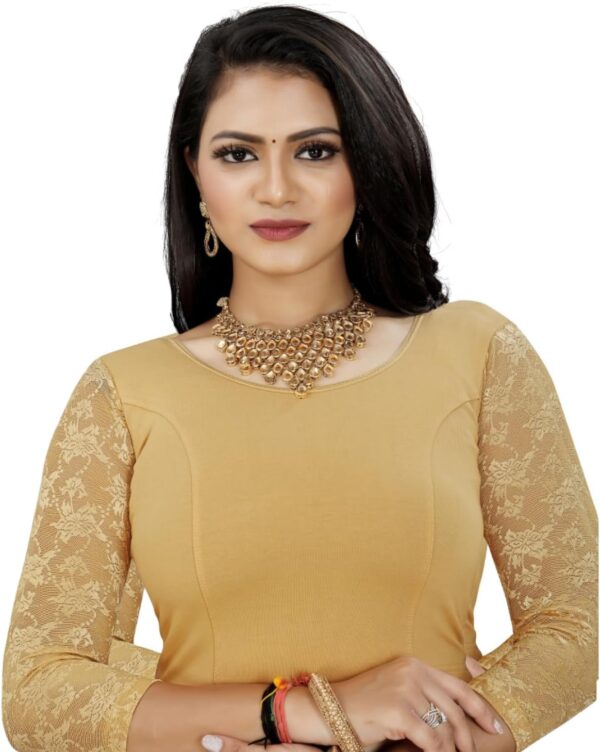 KNETLI Cotton Polyester Blouse for Women's -Stretchable,Round Neck