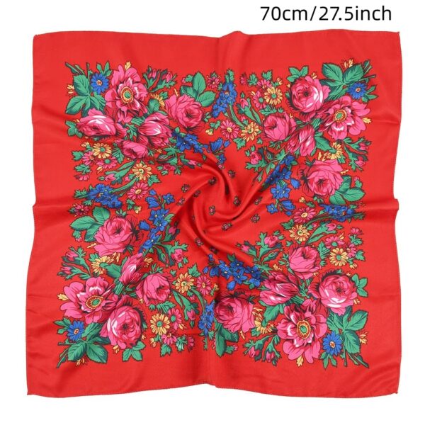Women's Fashion Printed Headscarf Russian Square Dust-proof Sunblock Warm Shawl Multi-functional Scarf (Red)