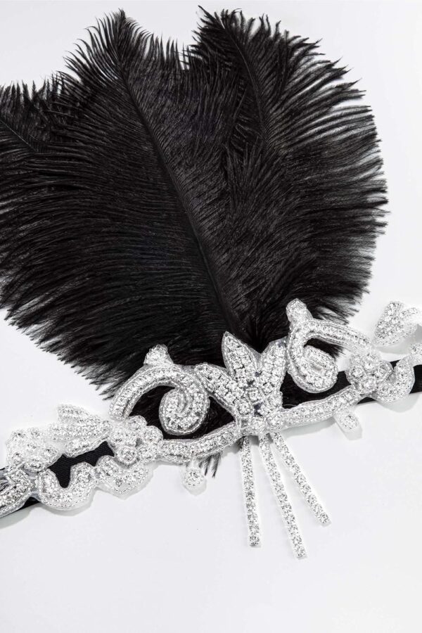 BABEYOND 1920s Headpiece Flapper Headband - Roaring 20s Crystal Showgirl Hair Band Great Gatsby Headband with Feather - Image 2