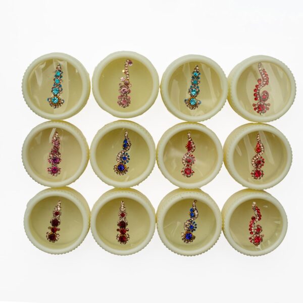 Bindi Set of 12 Bindi Colorful Indian Bindis for Forhead Designer Bindi face Jewels Forehead Tika Multicolored Round Stone Bindi for Women New Year Gifts - Image 4