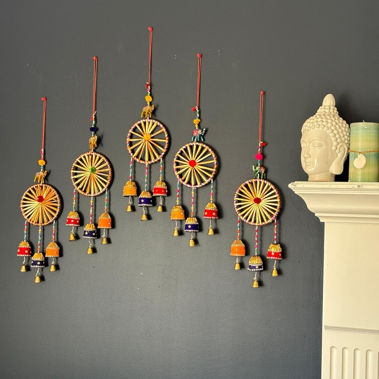 LOVENSPIRE Rajasthani Ring Elephant Wall Door Hangings with Bells Traditional Handicraft Hanging Decorative Latkan for Home Office Decor Diwali Decoration Wall Art Housewarming Gifts - Image 8