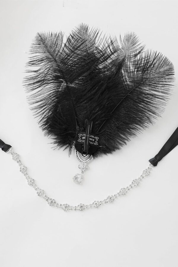 BABEYOND Women's Ostrish Feather Crystal Teal Headband Wedding Bridal Feather Headband Flapper Headpiece 1920s - Image 5