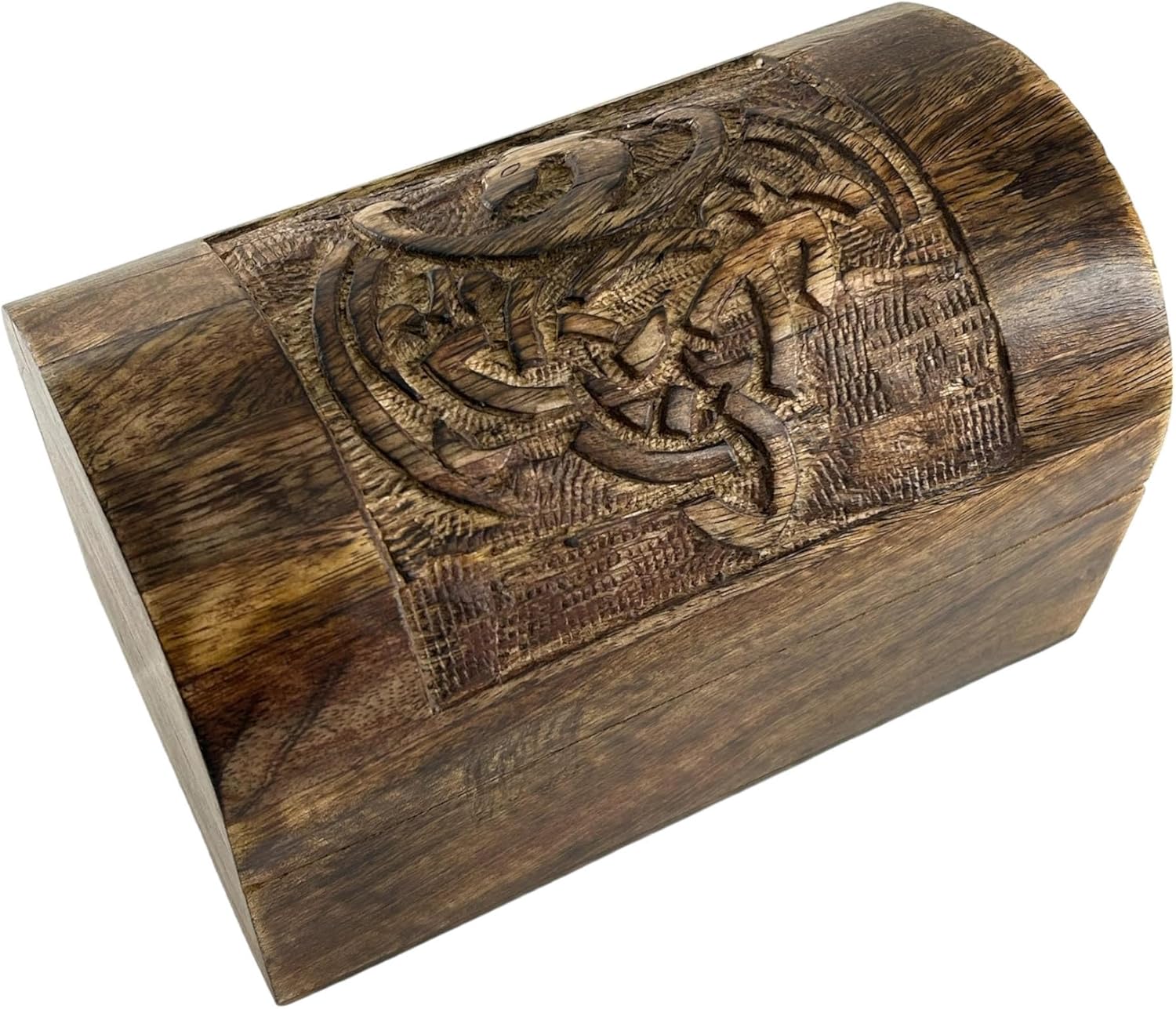 Premium Wooden Semicircular Curved Jewellery Box Celtic Design-Trinket Box Ladies-Jewellery Storage Case-Antique Look-Traditionally Handcrafted Keepsake Box Jewellery Organiser- Golden - Image 4