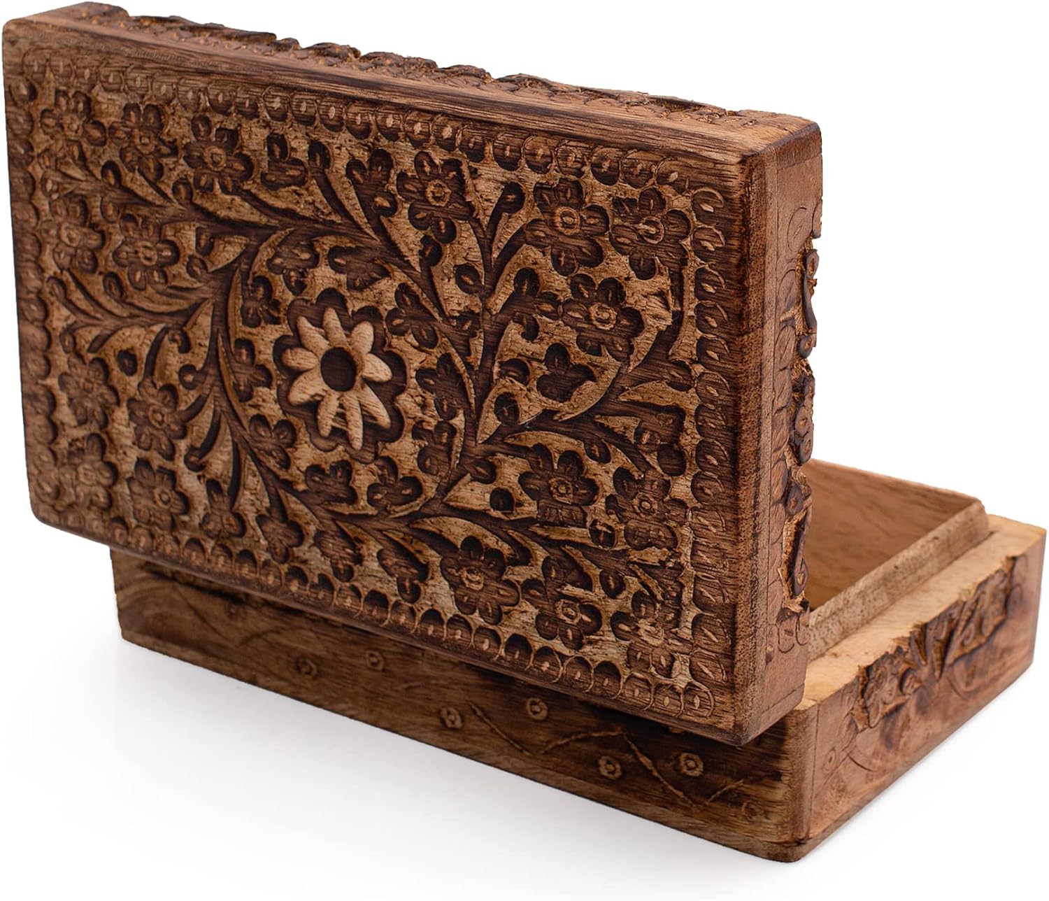 Great Birthday Gift Ideas Handmade Decorative Wooden Jewelry Box Jewelry Organizer Keepsake Box Treasure Chest Trinket Holder Watch Box Storage Box Housewarming Gifts Women - Image 5