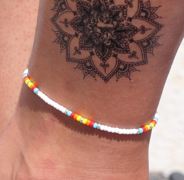 Boho Anklet, Native American Jewelry, Unique Thin Beaded Ankle Bracelet for Women or Girls, Colorful Bohemian Hippie Beach Waterproof Foot Jewelry, Handmade by Tribes - Image 2