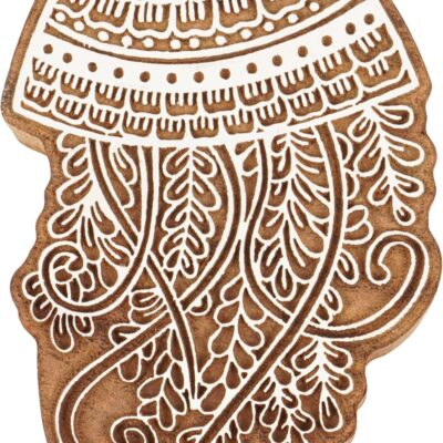 IBA Indianbeautifulart Textile Printing Block Jelly Fish Hand Carved Wooden Stamp Wood Block Printing Textile Stamp for Fabric/Pottery Blocks- 6 Inches