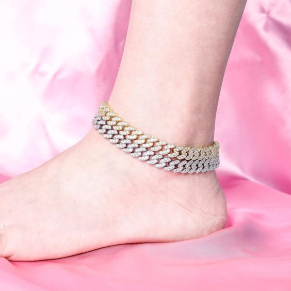TOPGRILLZ Gold Anklets for Women Cuban Link Anklets Iced out Faux Diamond Chunky Ankle Bracelets 8mm 14K Gold Silver Plated Minimalist Fashion Foot Jewelry - Image 7