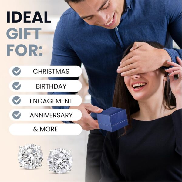 The Diamond Channel CERTIFIED 1 to 6 Carat LAB GROWN Solitaire Diamond Stud Earrings Round Cut 4 Prong Screw Back (F-G Color, VS1-VS2 Eye Clean Clarity) - Image 5