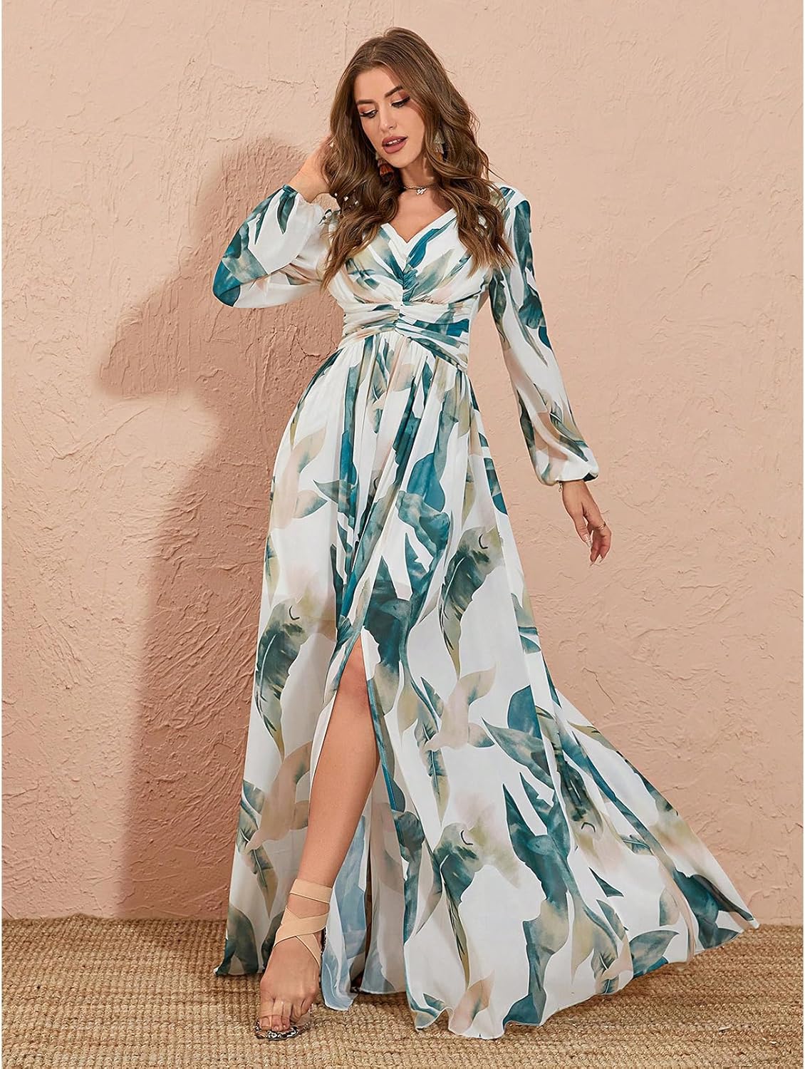 TOLEEN Summer Floral Dresses for Women Long Sleeve Casual Style Beach Swing Dresses - Image 2