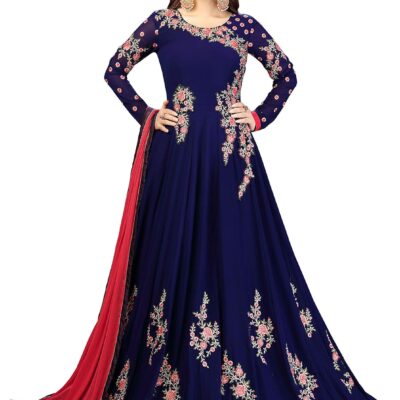 Nivah Fashion Women's Georgette Embroidery Anarkali Suit Set Stitched