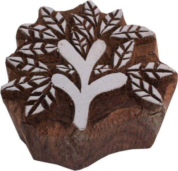 Tree Shape Wooden Stamp Block Printing on Saree Border, Textile, Clay, Pottery, Tattoo - Handcarved Indian Textile Printing Blocks for Crafting on Fabric Hashcart® (Set of 9) - Image 4