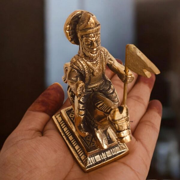 Brass Statue of Jaharveer Ji Sitting on Horse | Ramdev Pir Idol | Ramdev Murti Sculpture | Spiritual Idol for Pooja Home Temple Decor Gift Showpiece 3.5" Inch (180 Grams) - Image 6