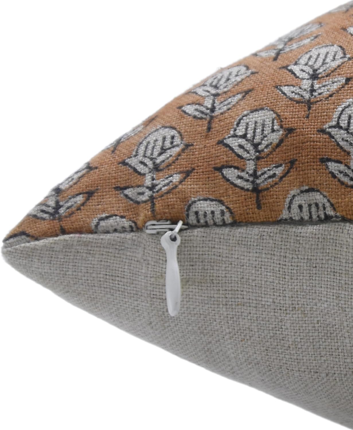 Handcraft Block Print 22X22 Throw Pure Linen with Hidden Zipper Pillowcase Cushion Cover, Summer Decoration for Sofa, Couch, Outdoor, Balcony, Living Room, Farmhouse, Tarangini, Dark Brown - Image 3