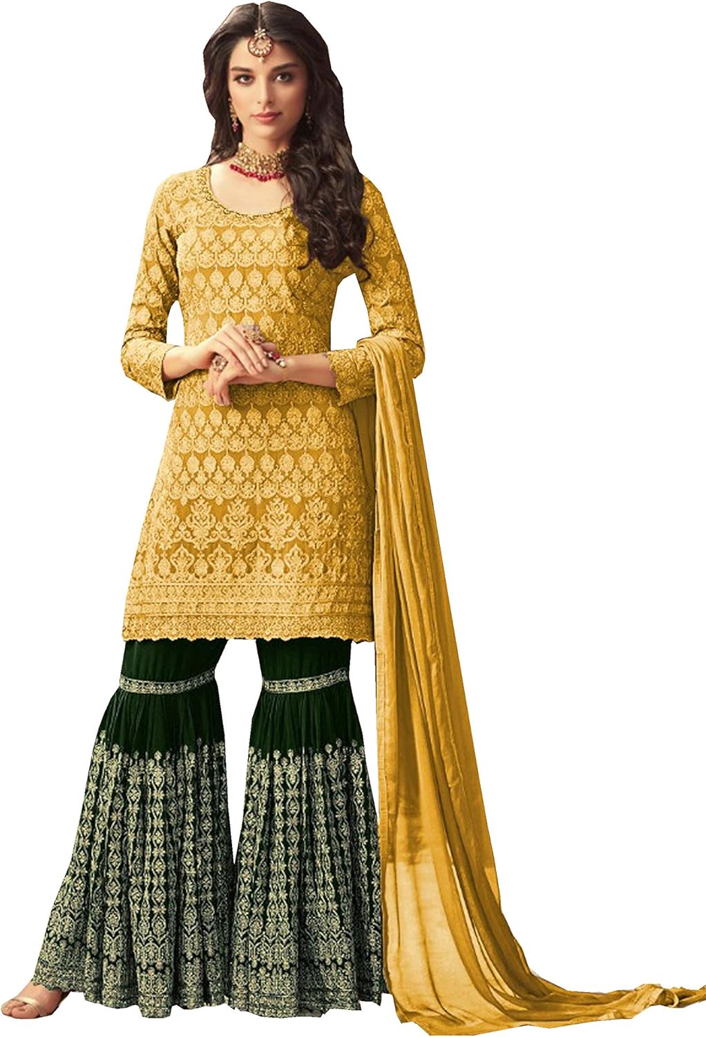 Delisa New Indian/Pakistani Bollywood Party Wear Sharara Style Salwar Kameez for Womens Ghoomar