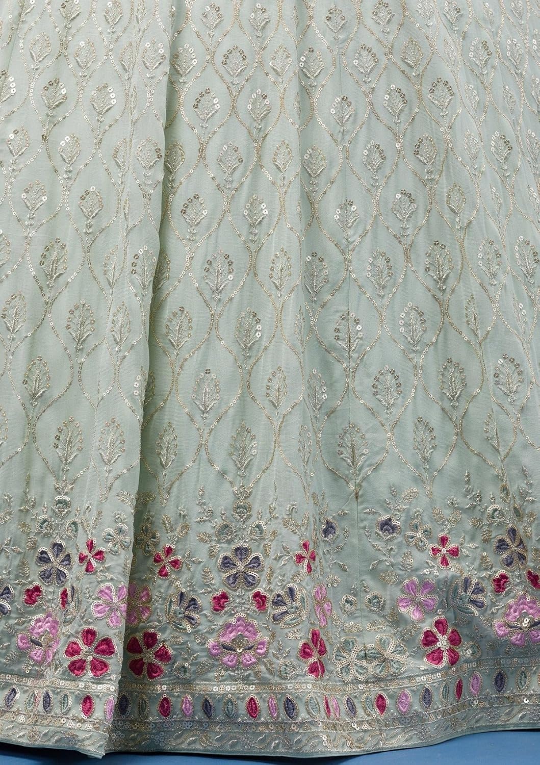 TRENDMALLS Women's LightGreen Georgette Embroidery Sequence Work Lehenga Choli Blouse with Dupatta For Women - Image 7