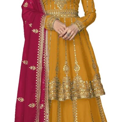 Indian Pakistani traditional rich look lehenga type georgette salwar kameez suit for women with dupatta (2404)