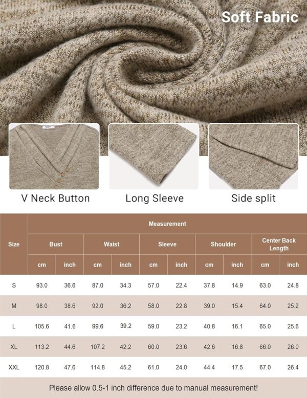 Zeagoo Women's Casual Tunic Tops Long Sleeve Shirts for Leggings V Neck Button Fall Pullover Blouse Loose Sweatshirts - Image 6