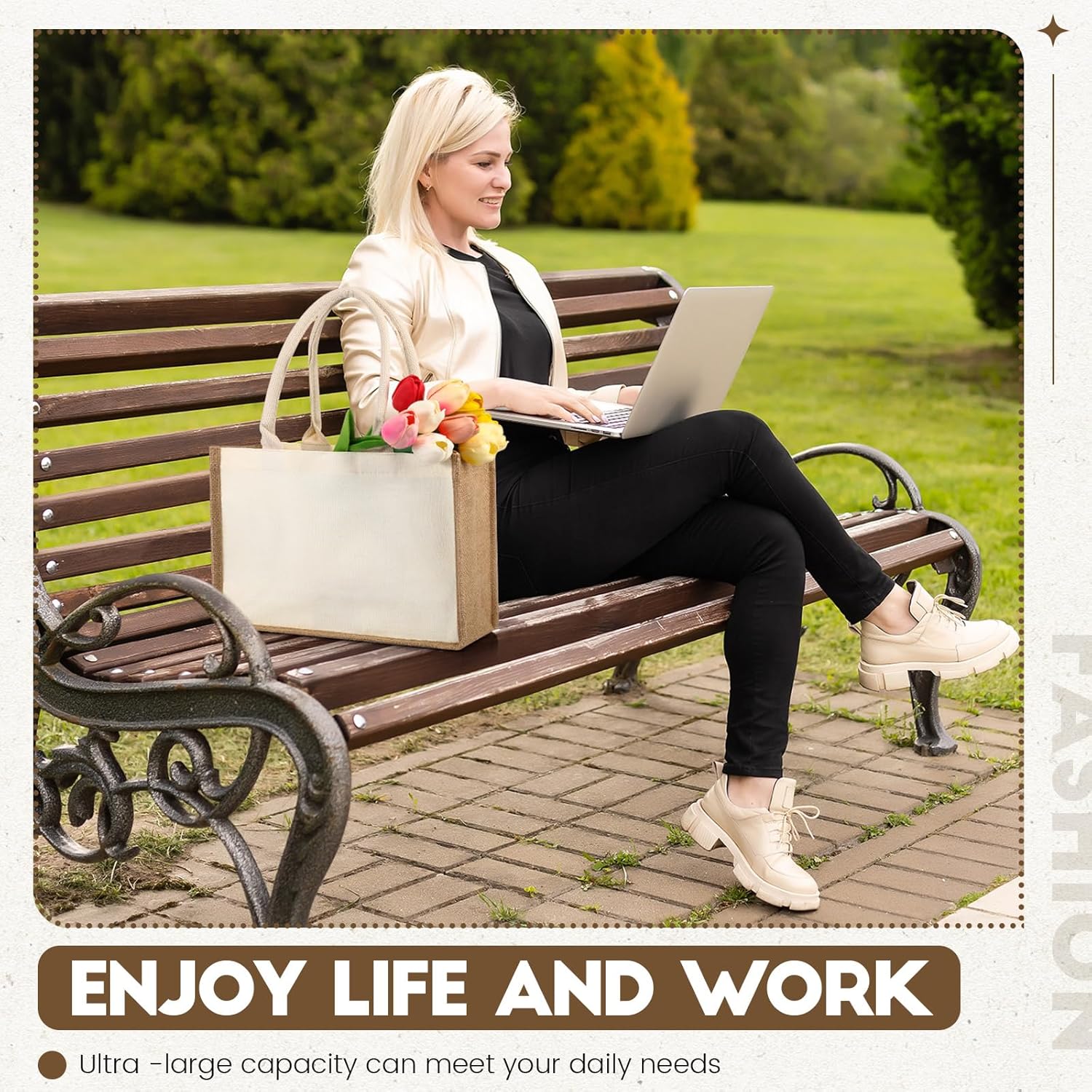 Sweetude 4 Set Jute Burlap Tote Bag with Makeup Bags Include 4 Pcs 12.6 x 8.5 Inch Jute Tote Gift Bags with Handles 4 Pcs Canvas Zipper Pouch Reusable DIY Craft Blank Bags for Wedding Bridesmaid - Image 6