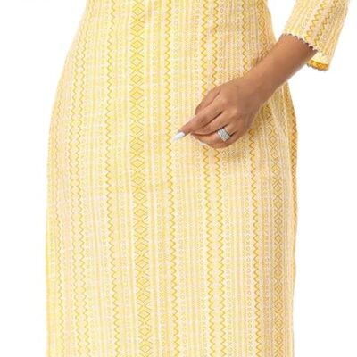 Vihaan Impex Leheriya Printed Casual Kurta Women Kurti yellow Tunic Top for Women