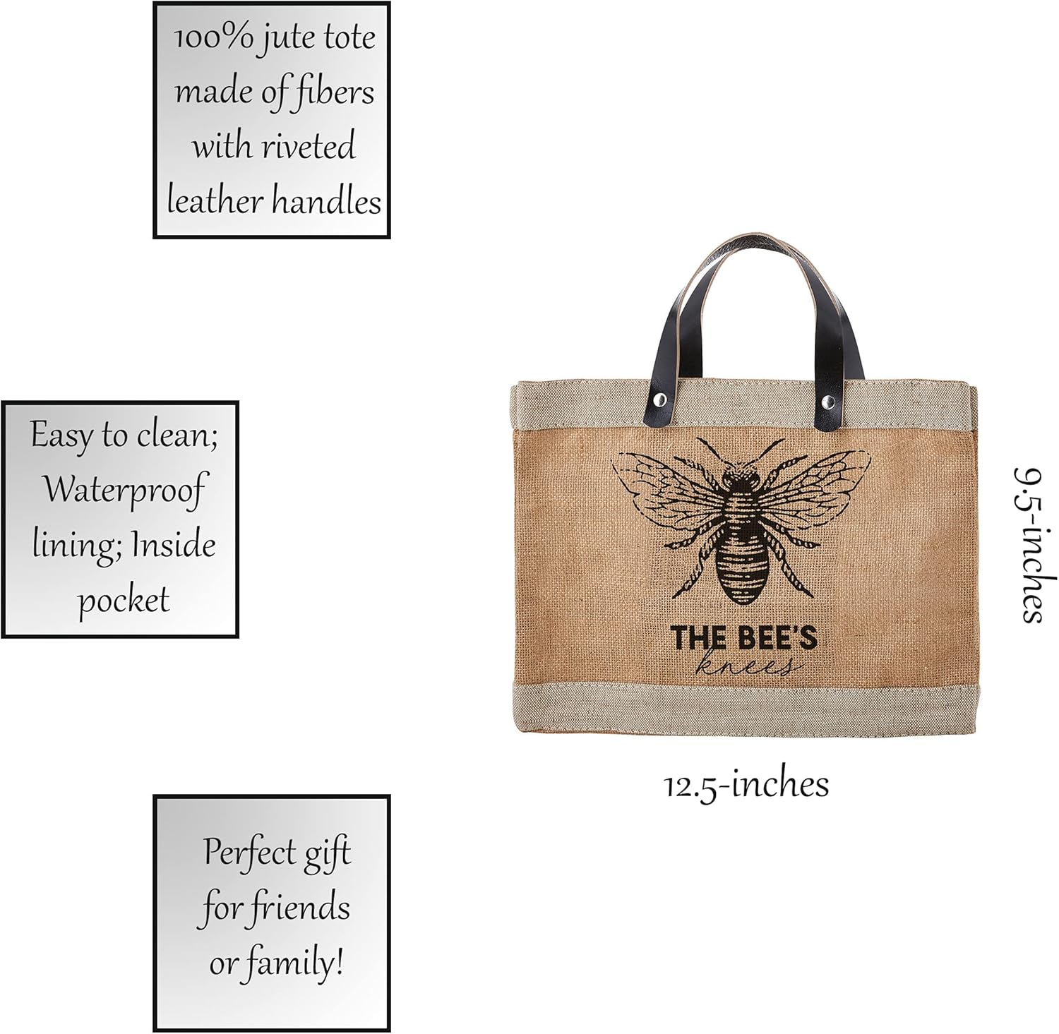 Santa Barbara Design Studio Hold Everything Waterproof Jute Tote Bag, Mini, Bees Knees - Image 2