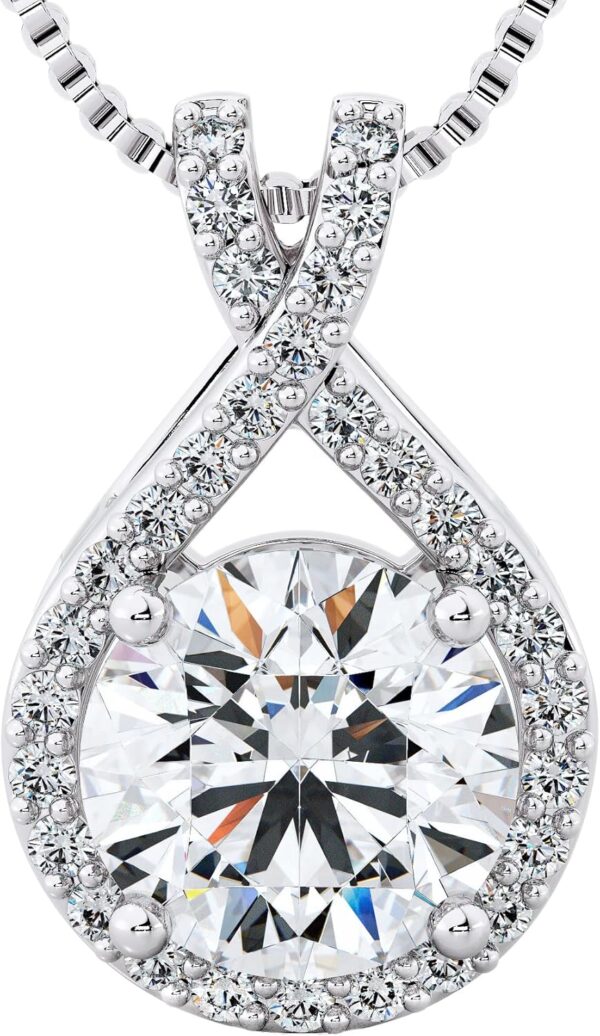Twine&Co Platinum Plated Infinity Moissanite Pendant Necklace Gift for Women