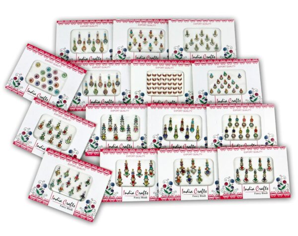™ 12 Packs- 100 Multicolored long Bindis Forehead Tika Face Jewels