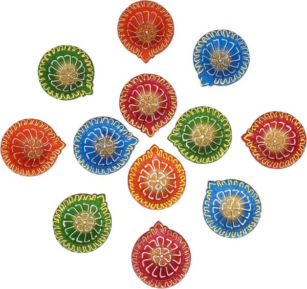 TIED RIBBONS 12 pcs Handmade Clay Diya for Diwali | Big Diwali Diyas Indian Style | Indian Oil Lamp | Diwali Decorations for Home | Terracotta Diyas | Diwali Diyas for Pooja | Diwali Gifts - Image 6