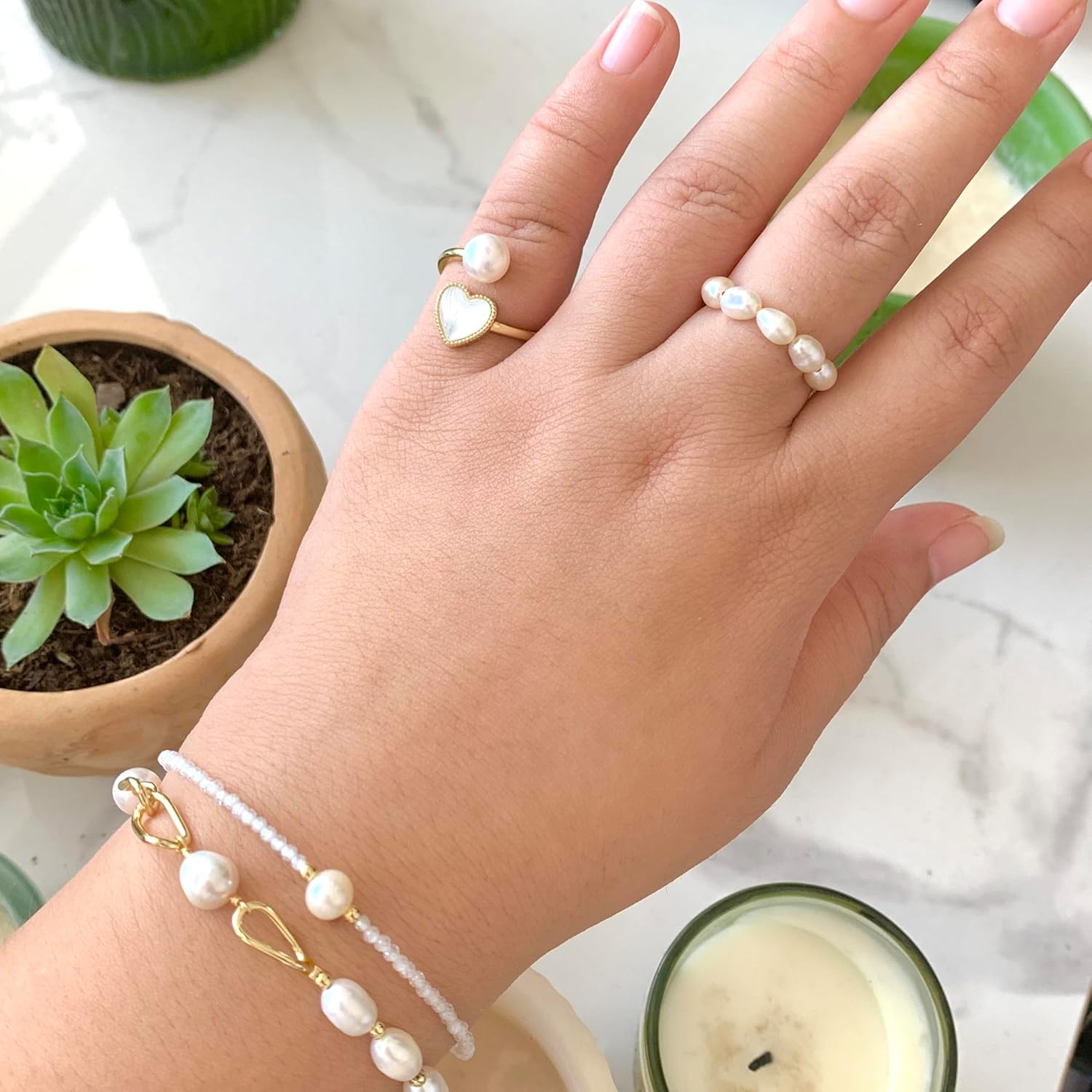 Handcrafted Natural Freshwater Baroque Pearl Bracelet,14k Gold Plated Chain,Minimalist designs are perfect for layering (Chain Pearl) - Image 7