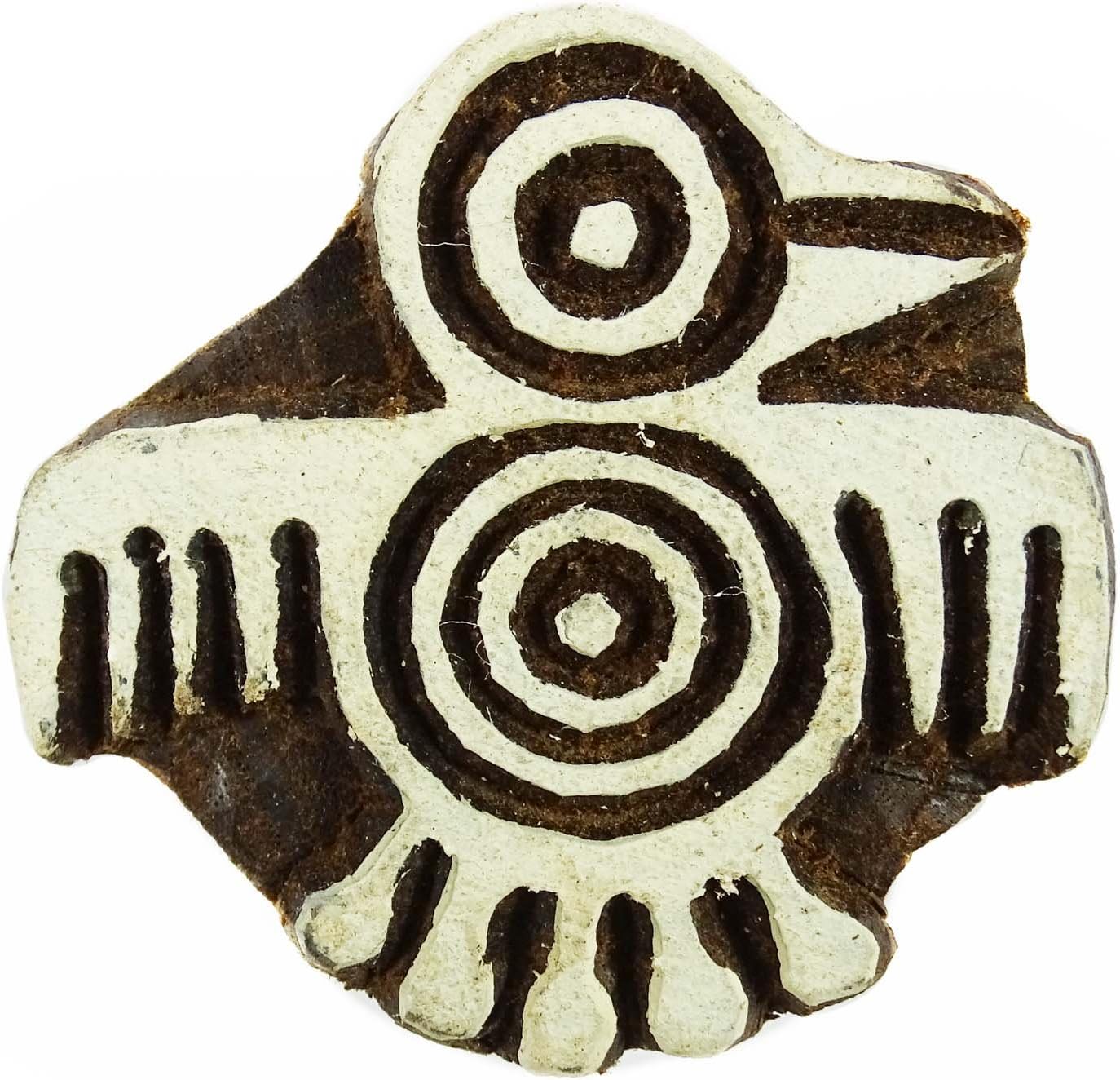 Indian Wooden Owl Printing Block Handcarved Wood Block Art Textile Printing Block