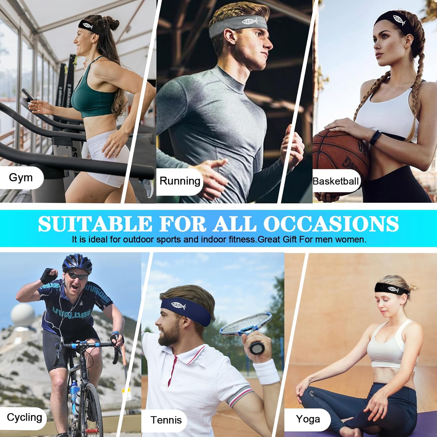 Sweat Bands Headbands Men 3pcs Sports Headbands for Men Women Sweatbands for Men Head Bands Mens - Image 7