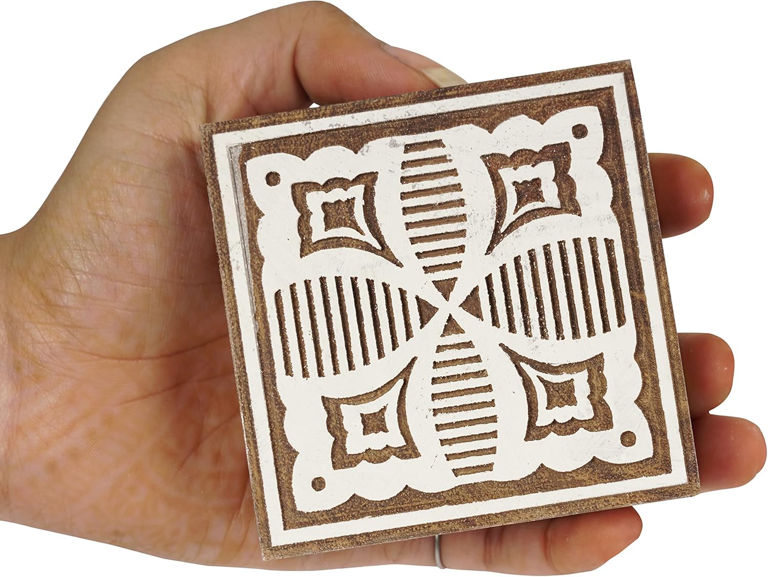 IBA Indianbeautifulart Textile Printing Block Geometric Hand Carved Wooden Stamp Wood Block Printing Textile Stamps for Fabric/Pottery Blocks,3 Inch - Image 4