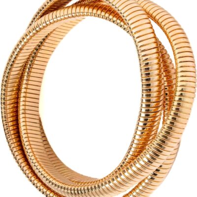 Chic Style 18K Gold Plated Twisted Bangle Multi-Bangle look; Three Gold Plated Interwoven Bangles or Bracelets for Dazzling Sophisticated Classy Style; Easy and Smooth Fit; Small and Medium Size