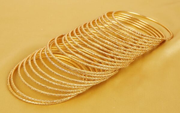 Touchstone Indian Bollywood Gorgeous Handcrafted Hand Saw Peeled Pattern Designer Jewelry Bracelets Bangle in Gold or Copper or Silver Tones for Women. - Image 3