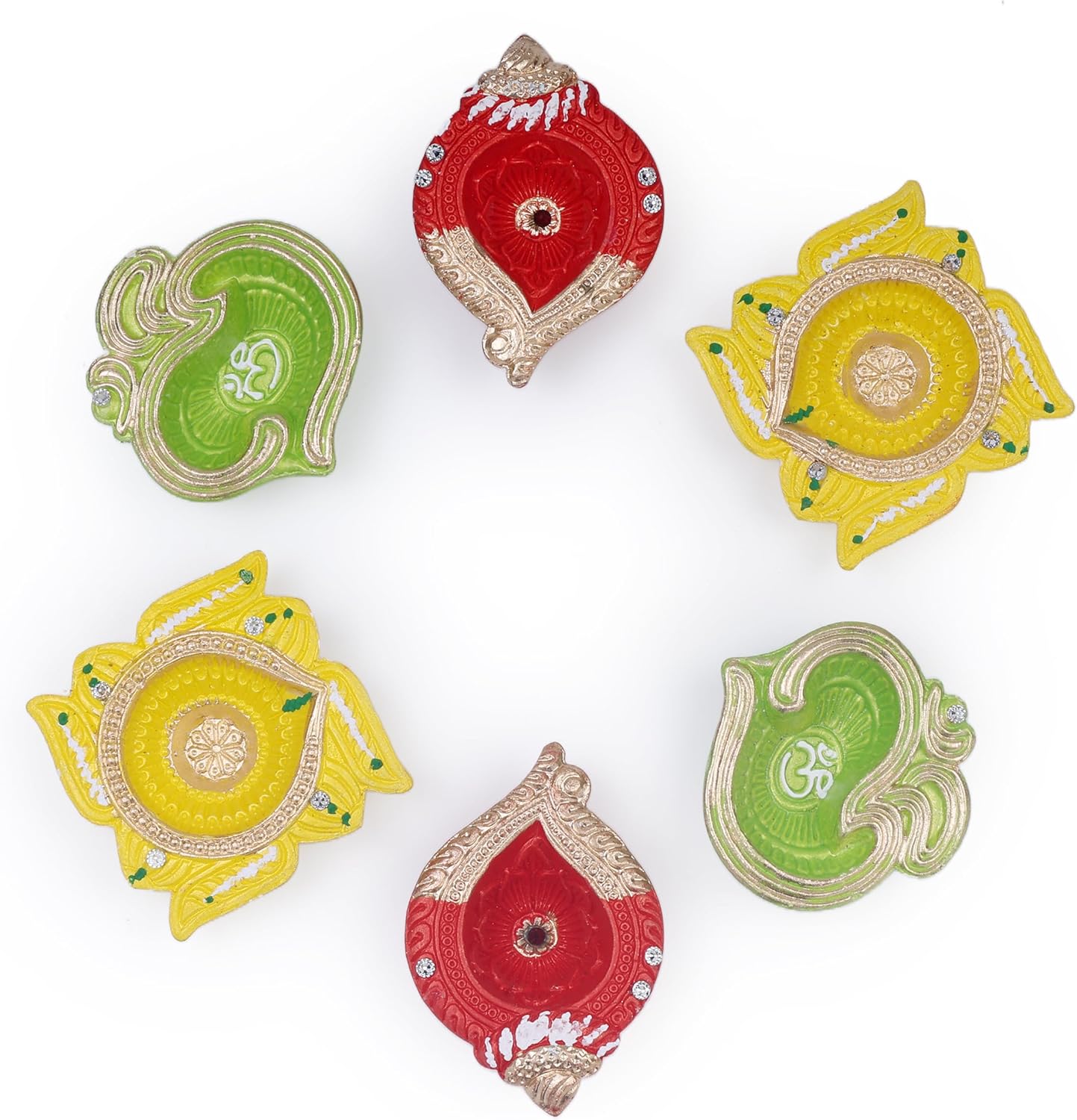 Handmade Terracoaat Set of 6 Multicolor Clay Diya for Diwali/Navratri Decorations Oil Lamp Diwali Clay Diya Tea Light Holder Indian Decor Festival Gifts Puja Items | TRBD6MD-08 - Image 5