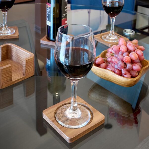 Walnut Coasters Set of 4 with Holder Update November 2024 Wooden Coasters Coasters with Holder Wood Coasters Coasters Cup Coasters for Table Wood Coasters for Drinks Brown Coasters Square Coasters - Image 7