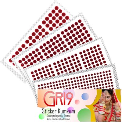 Velvet Round Dot Bindi Tattoo Sticker Indian Multi Size Daily Use Forehead Bindis Adhesive Body Jewelry (Dark Red (Maroon))
